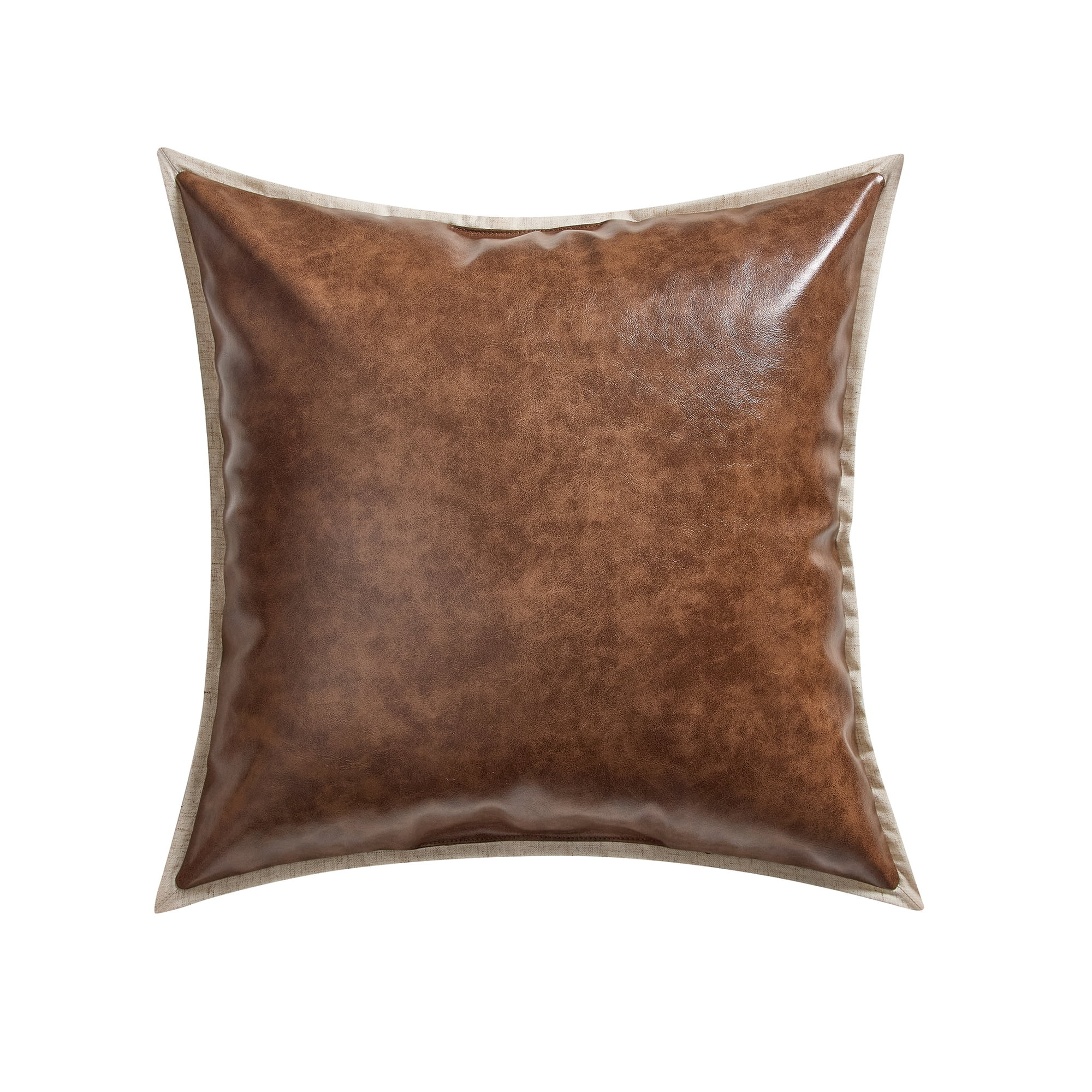 Home Decor Collection 20" x 20" Brown Faux Leather Decorative Pillow | Walmart (US)
