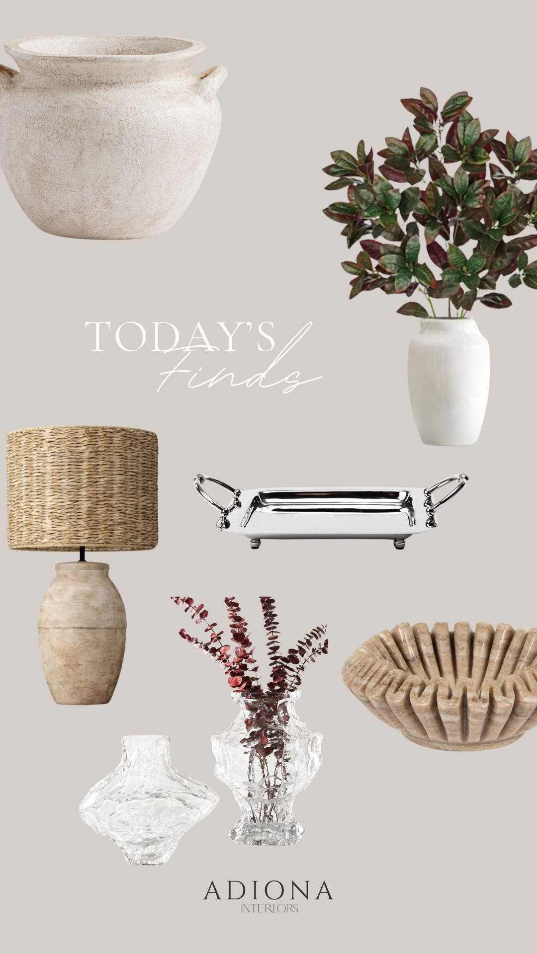 Today’s finds 

Home decor, budget home decor, spring decor, silver tray, faux stems, glass vase, table lamp, stone catchall, plaster planter, planter 

#LTKHome #LTKSeasonal
