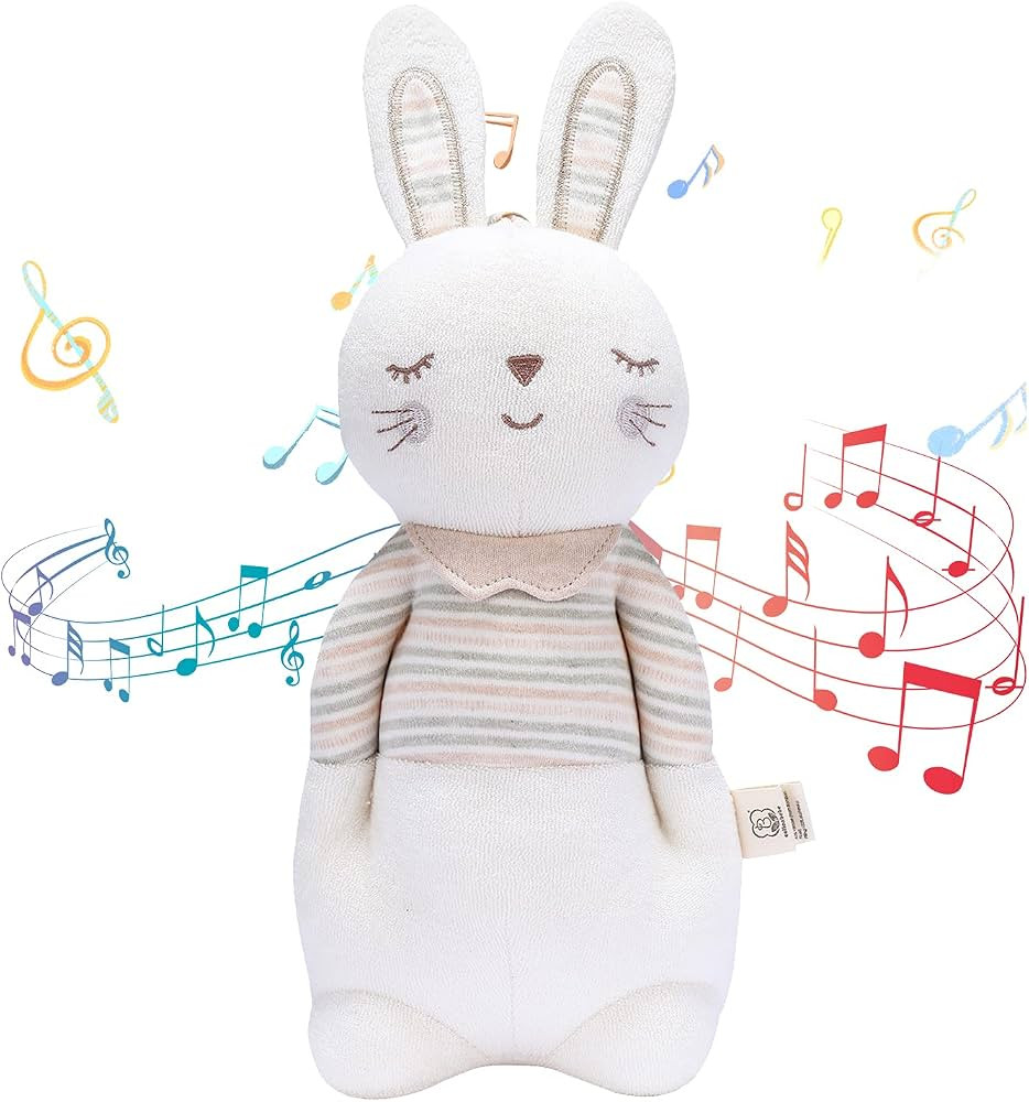 COTTONEBEBE Organic Baby Toys, Bunny Stuffed Animal Toy with Lullaby Music for Infant Babies 0 3 ... | Amazon (US)