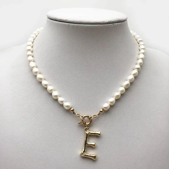 Personalized Initial 26 A-Z Letters Choker Pendant Necklace Freshwater Pearl Customized Letter la... | Etsy (US)
