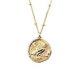 Gold Plated Athena Wisdom Owl Coin Necklace on 14k Gold Filled Chain - 18 inches Long Handmade Neckl | Amazon (US)