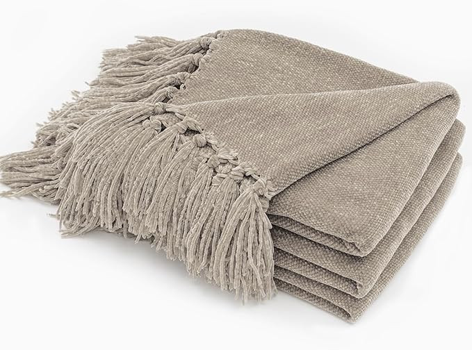 EVERGRACE Soft Chenille Throw Blanket for Couch, Cozy Plush Fuzzy Decorative Chenille Knit Throw ... | Amazon (US)