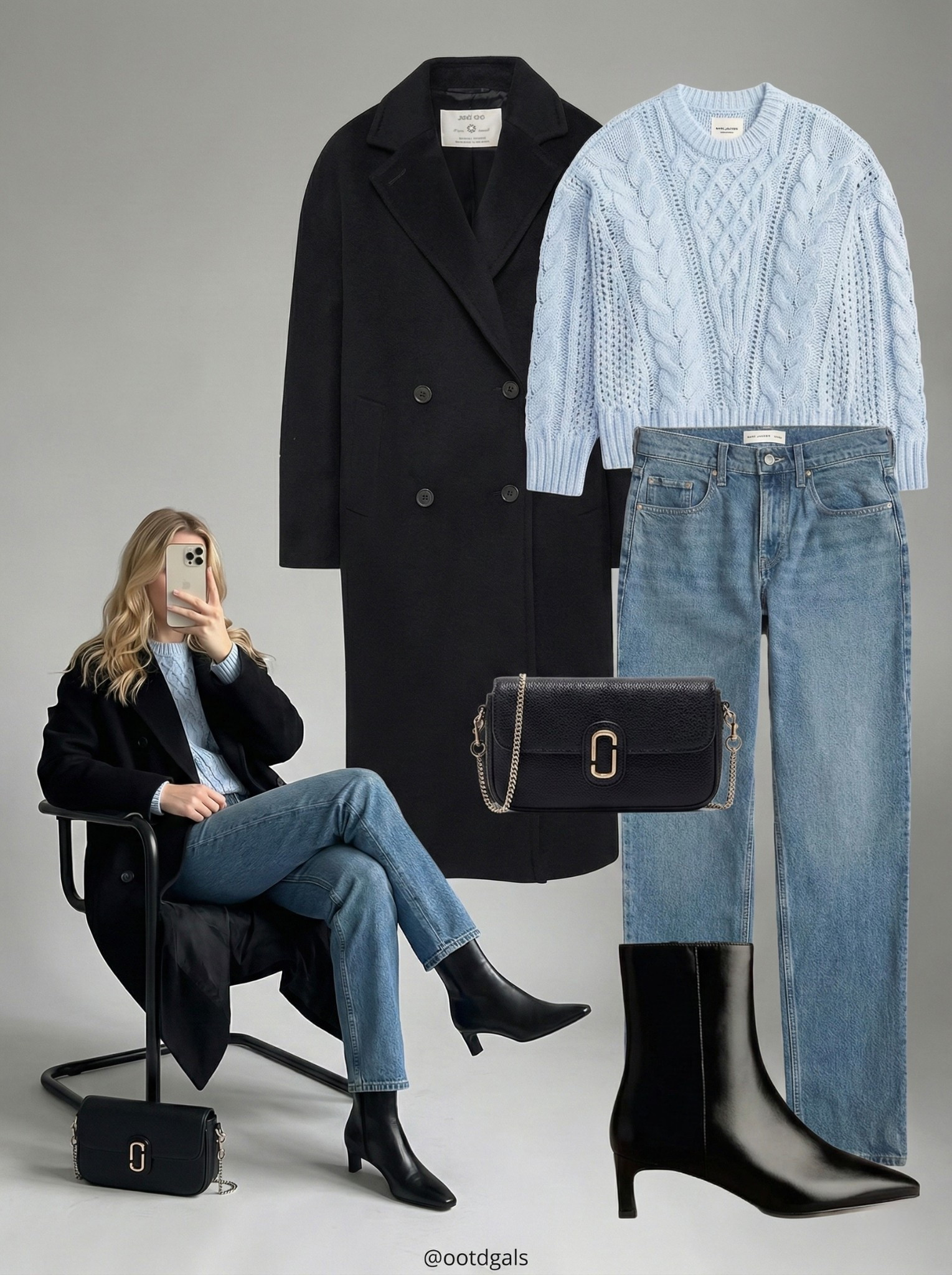 💙 Soft Blue & Black Staples 💙

A fresh mix of cozy and polished. The light blue cable-knit sweater adds softness and texture, paired with classic straight-leg denim for an easy everyday base. A tailored black coat sharpens the look, while black ankle boots and a sleek chain-strap bag keep everything clean and modern.

Everything linked and ready to shop ✨

#LTKSeasonal #LTKootd #LTKgrwm