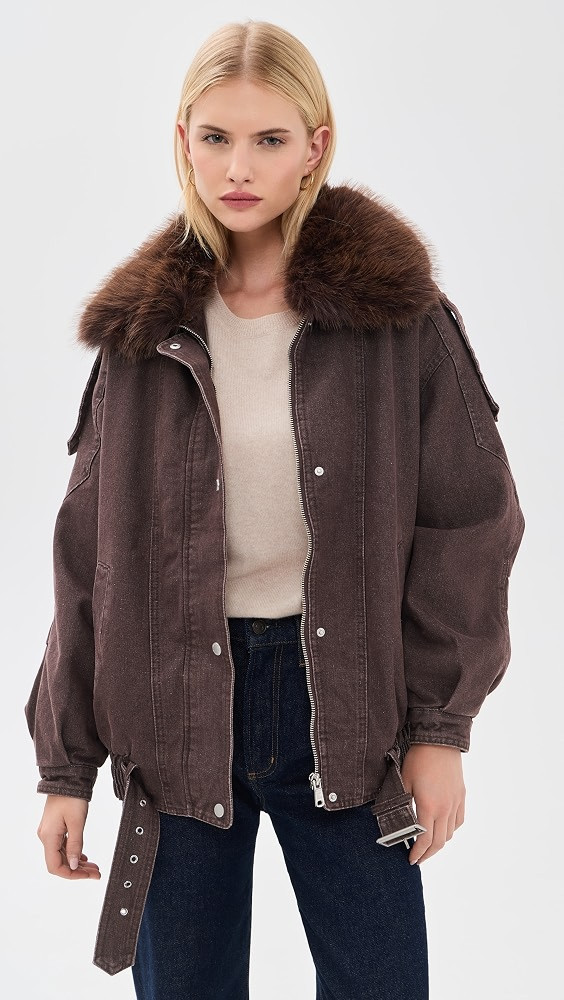 Combo Collar Belted Hem Bomber | Shopbop