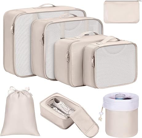 DIMJ Packing Cubes 8 Set, Suitcase Organizer Bags Set Durable Travel Packing Cubes for Carry on S... | Amazon (US)