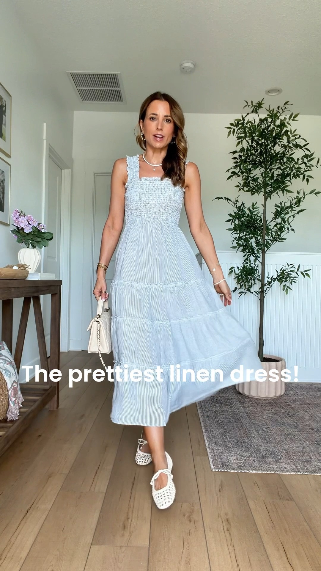 My outfit of the day. Mom outfit. Elevated casual outfit. 100% European linen midi dress. Summer dress. Summer outfit. Europe outfit. Vacation outfit. Resort outfit. Coastal outfit. Resort wear. Woven ballet flats are TTS.

#LTKootd #LTKTravel #LTKPetite