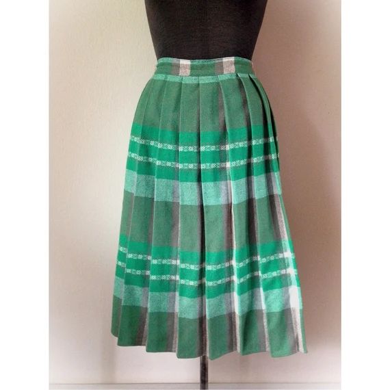 Vintage Wool Pleated Green Skirt | Etsy | Etsy (US)