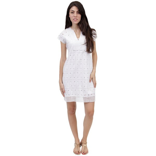 La Cera Women's White Eyelet Dress | Bed Bath & Beyond