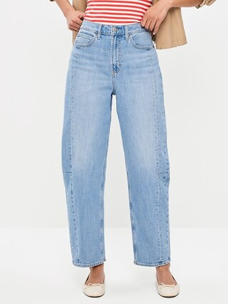 High-Waisted Barrel Ankle Jeans | Old Navy (CA)