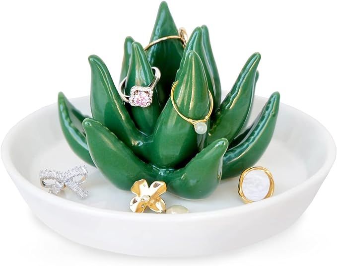PUDDING CABIN Succulent Ring Holder Dish Cactus Gift for Women Birthday Gift for Mom Friend Bride... | Amazon (US)