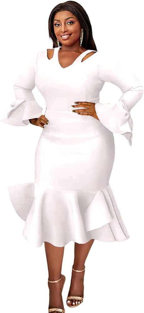 ONTINVA Women's Bodycon V Neck Hollow Out Bowtie Dress Wedding Bridesmaid Evening Party Dresses M... | Amazon (US)