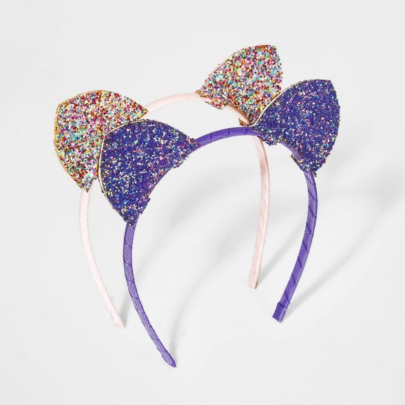 Girls' 2pk Chunky Glitter Cat Ear Headbands - Cat & Jack™ | Target