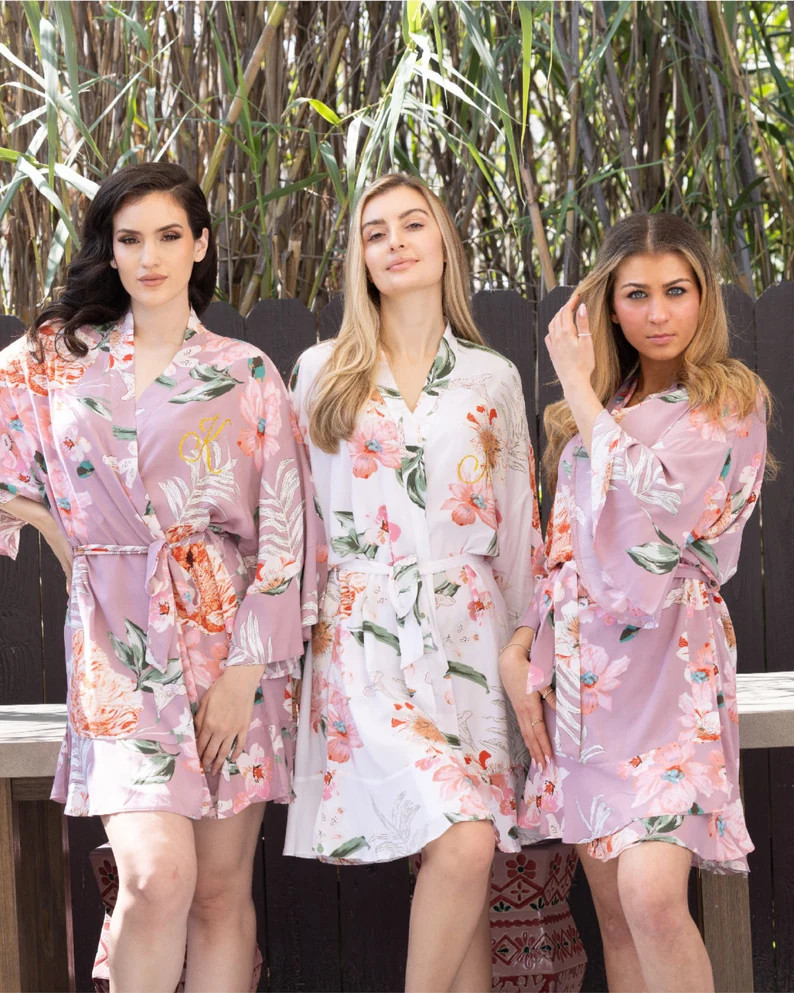 Ruffle Floral Robe Floral Ruffle Robe Bridesmaid Robes Bridal Party Robes Bridesmaid Proposal, Ki... | Etsy (US)
