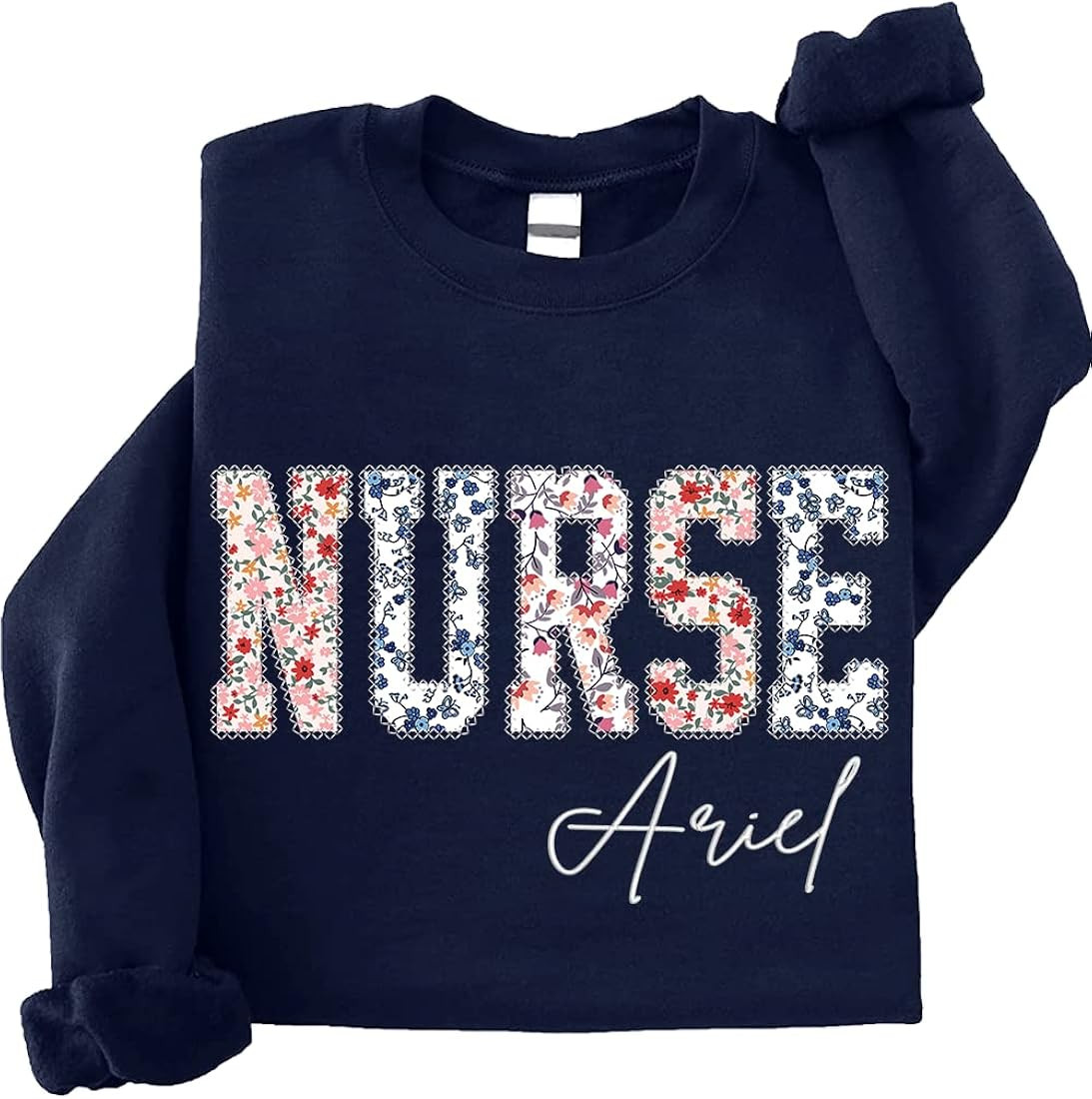 Personalized Nurse Sweatshirts, Embroidered Custom Name, Nurse Sweatshirts for Women, Nurse Sweat... | Amazon (US)
