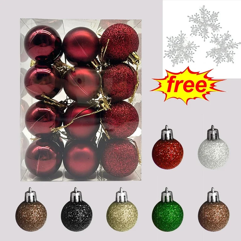 Kbndieu 24PCS Christmas Tree Balls Ornaments for Xmas Christmas Tree 30mm/1.18" Shatterproof Chri... | Walmart (US)