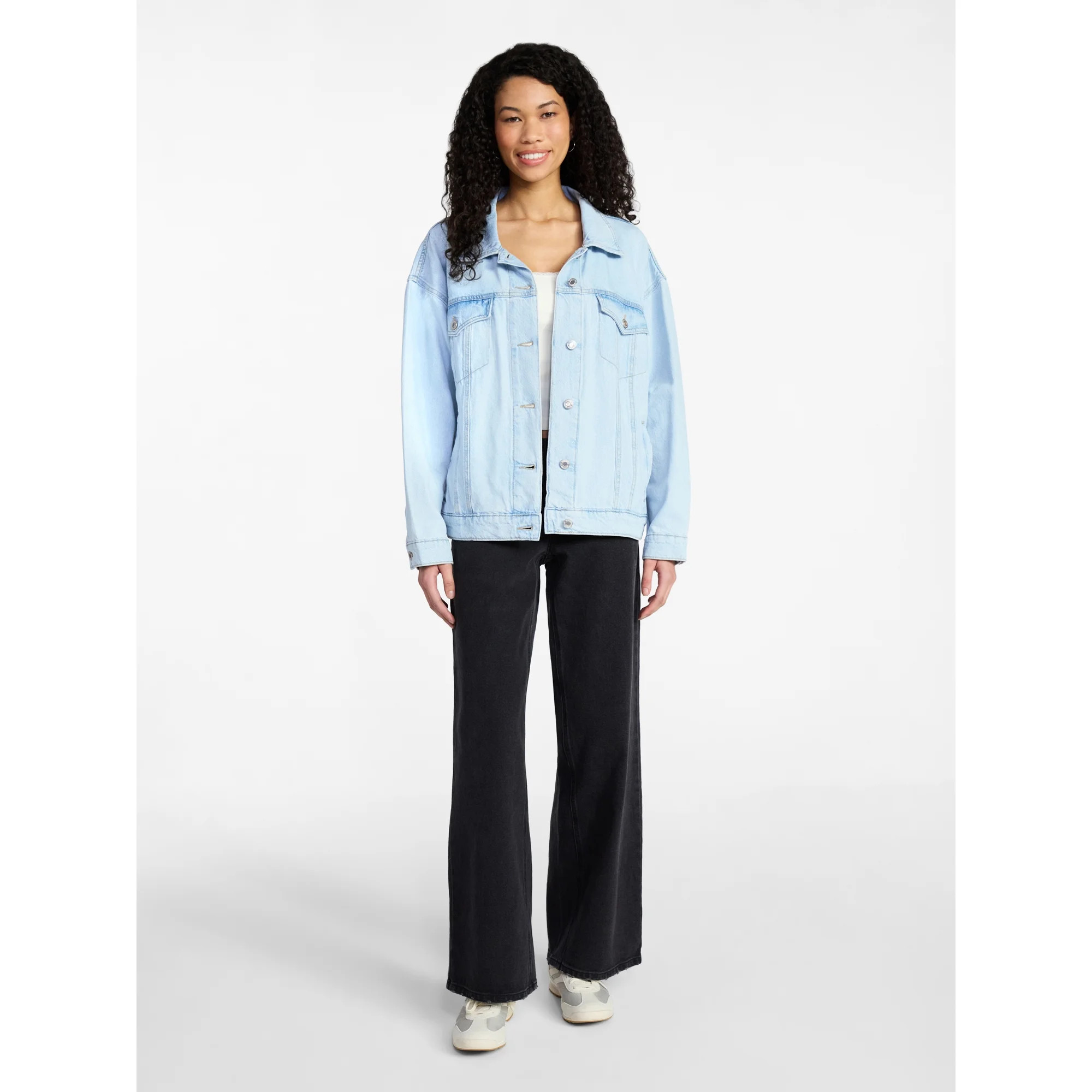 No Boundaries Oversized Cotton Denim Jacket, Women's XXS-XXL | Walmart (US)