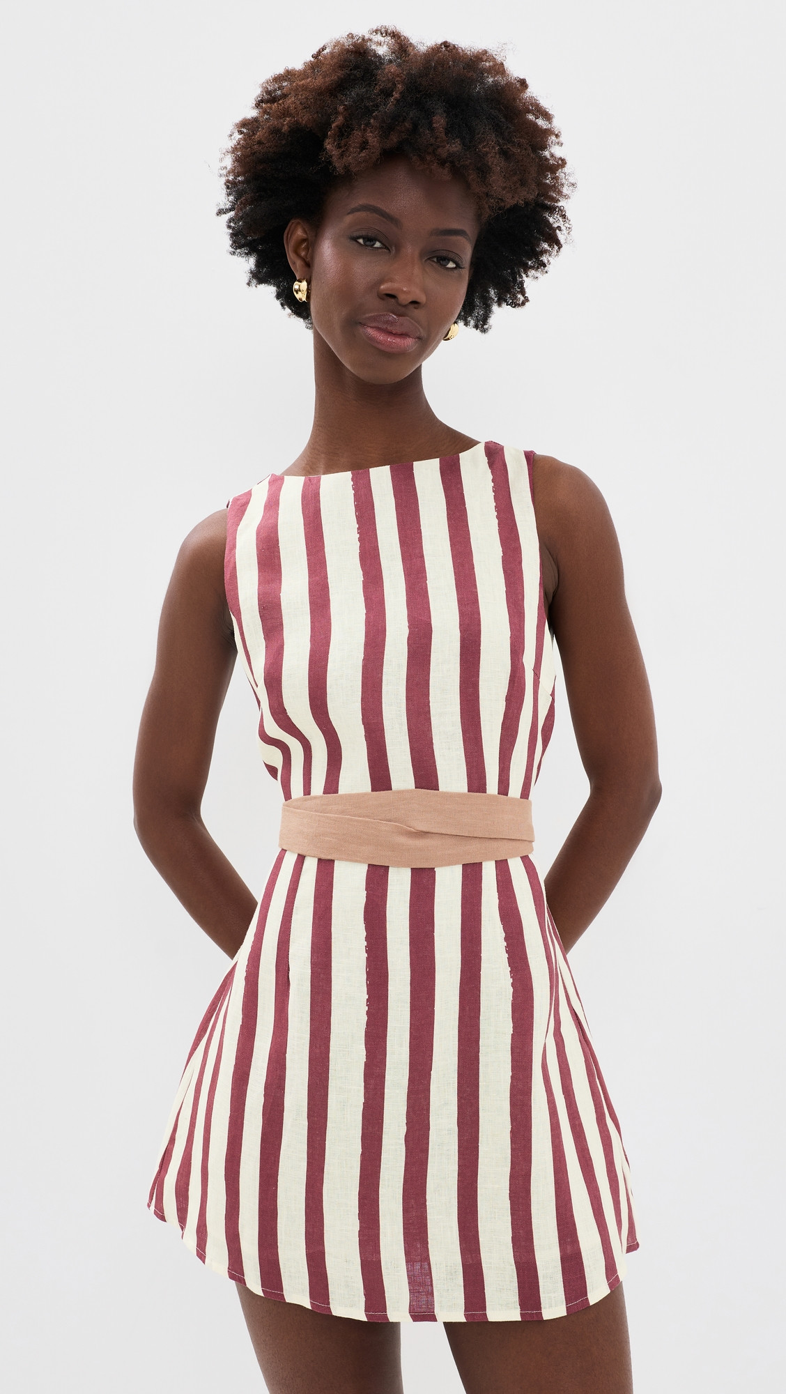 VRG GRL Lea Linen Mini Dress Burgundy XS | Shopbop