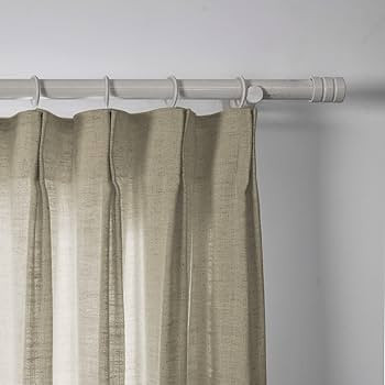 TWOPAGES Grey Beige Linen Pinch Pleat Curtain 108 Inches Long Light Filtering Lined Curtain for L... | Amazon (US)