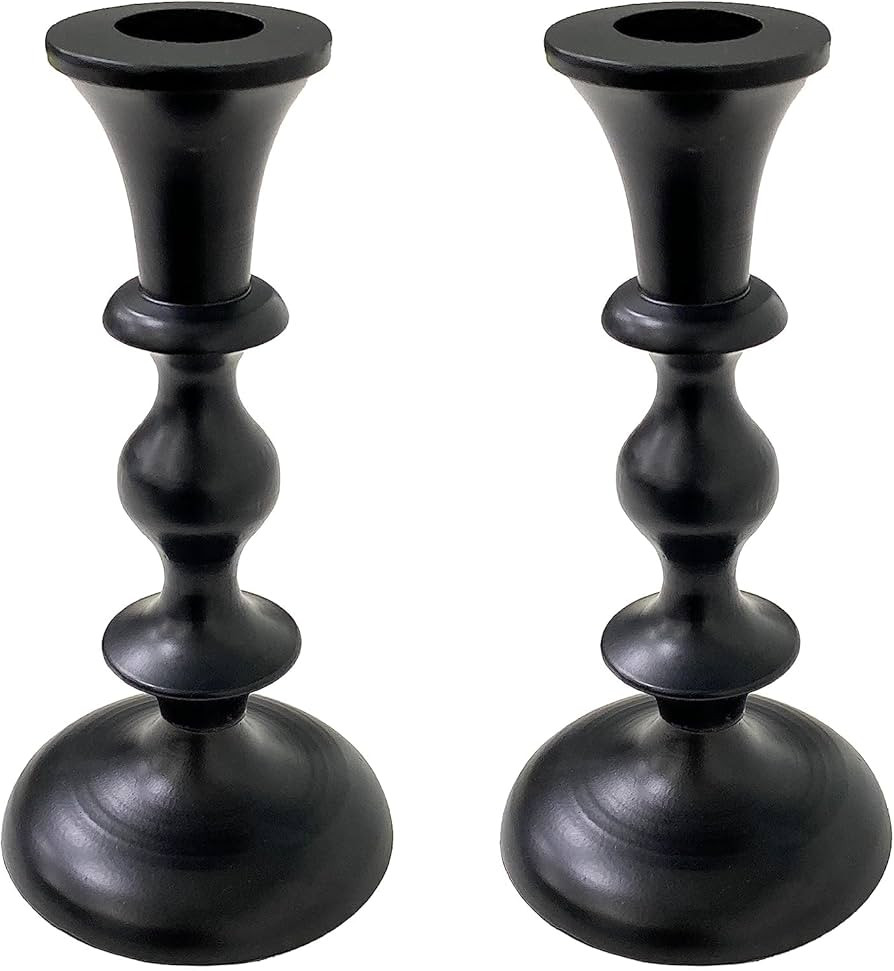 Black Candle Holders Set of 2 - Decorative Taper Candles for Candlesticks - Candle Stick Candle H... | Amazon (US)