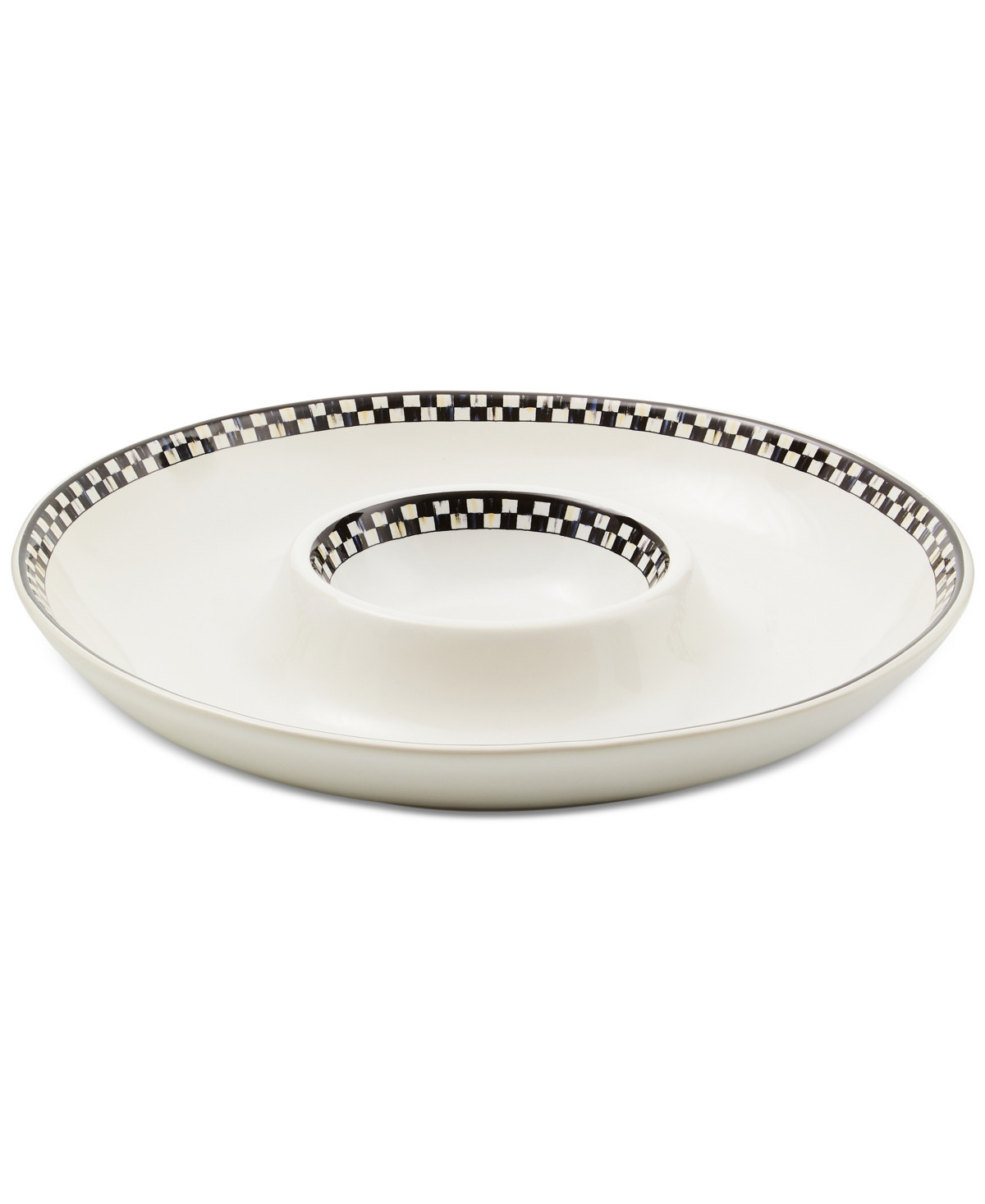 MacKenzie-Childs Courtly Check Everyday Chip & Dip Bowl - Black/white | Macy's