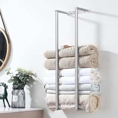 Towel Holder for Bathroom Wall, for Storing Towels, Robes, Bathroom Towel Rack with Hooks | Wayfair North America