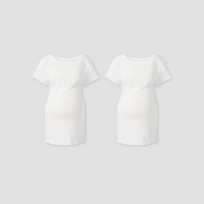 Short Sleeve Round Neck Non Shirred 2pk Bundle Maternity T-Shirt - Isabel Maternity by Ingrid & Isabel™ White M | Target