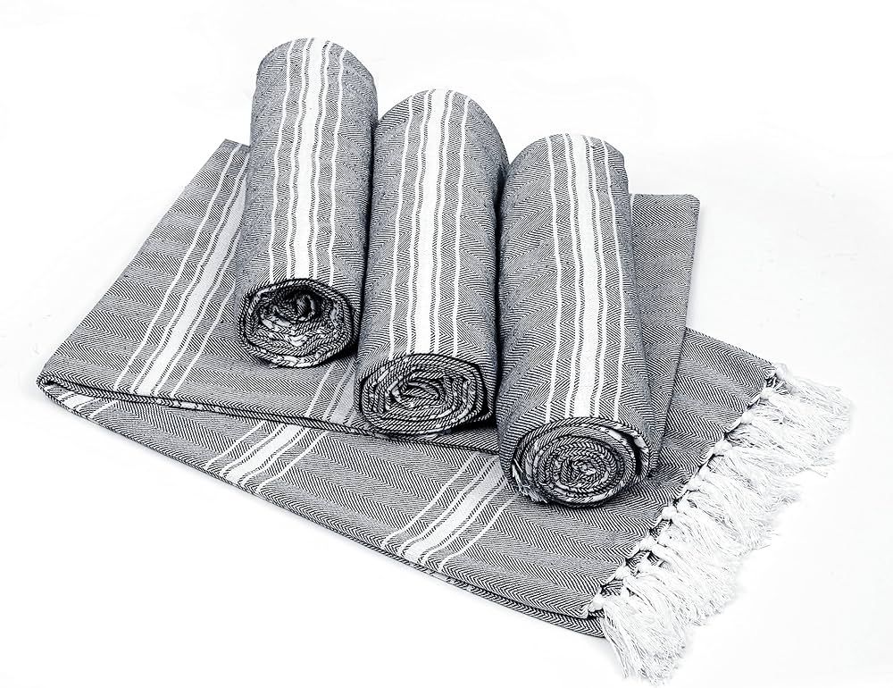 Belizzi Home Peshtemal Turkish Towel 100% Cotton Chevron Beach Towels Oversized 36x71 Set of 4, B... | Amazon (US)