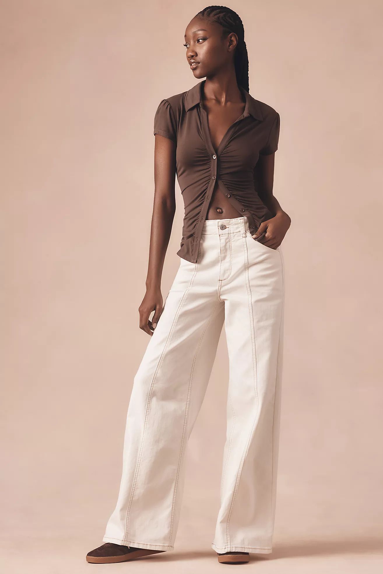 The Delaney Clean-Seamed High-Rise Wide-Leg Jeans by Maeve | Anthropologie (US)