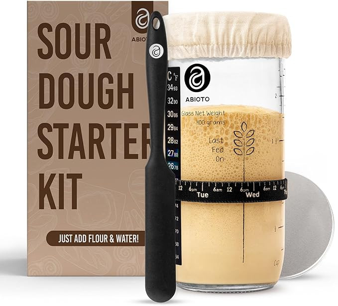 Sourdough Starter Kit, Includes 24 oz Sourdough Starter Jar with Metallic Lid, Silicone Spatula, ... | Amazon (US)