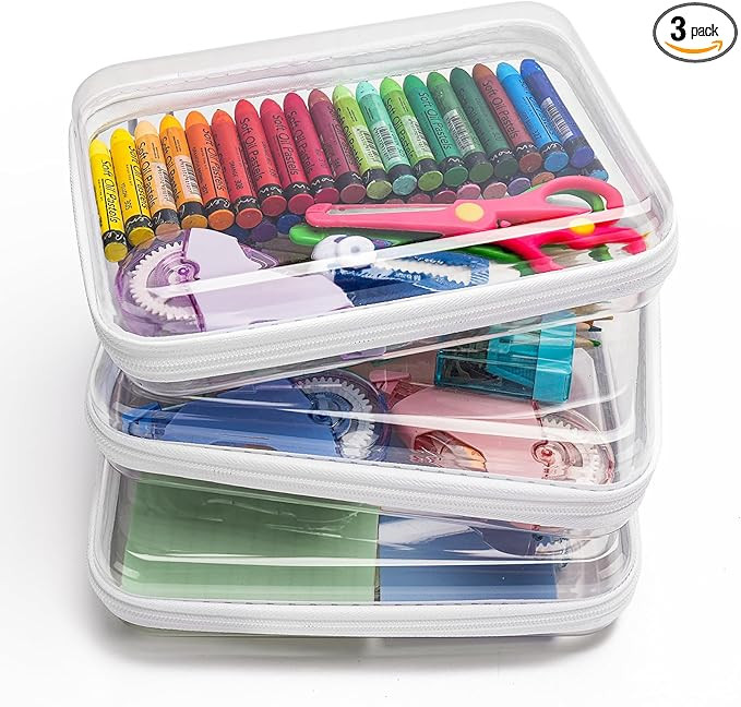 CoiiJoii 3PCS Clear Hard Shell Zipper Case,Portable Cosmetic Bag with Zipper, Diaper Bag Organizi... | Amazon (US)