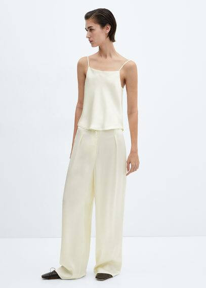 Satin top with straps -  Women | Mango United Kingdom | MANGO (UK)