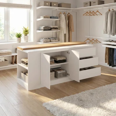 81" Walk-In Closet Island With LED Lighting, Storage Drawers & Handle-Free Design – Modern Closet Organizer For Dressing Rooms | Wayfair North America