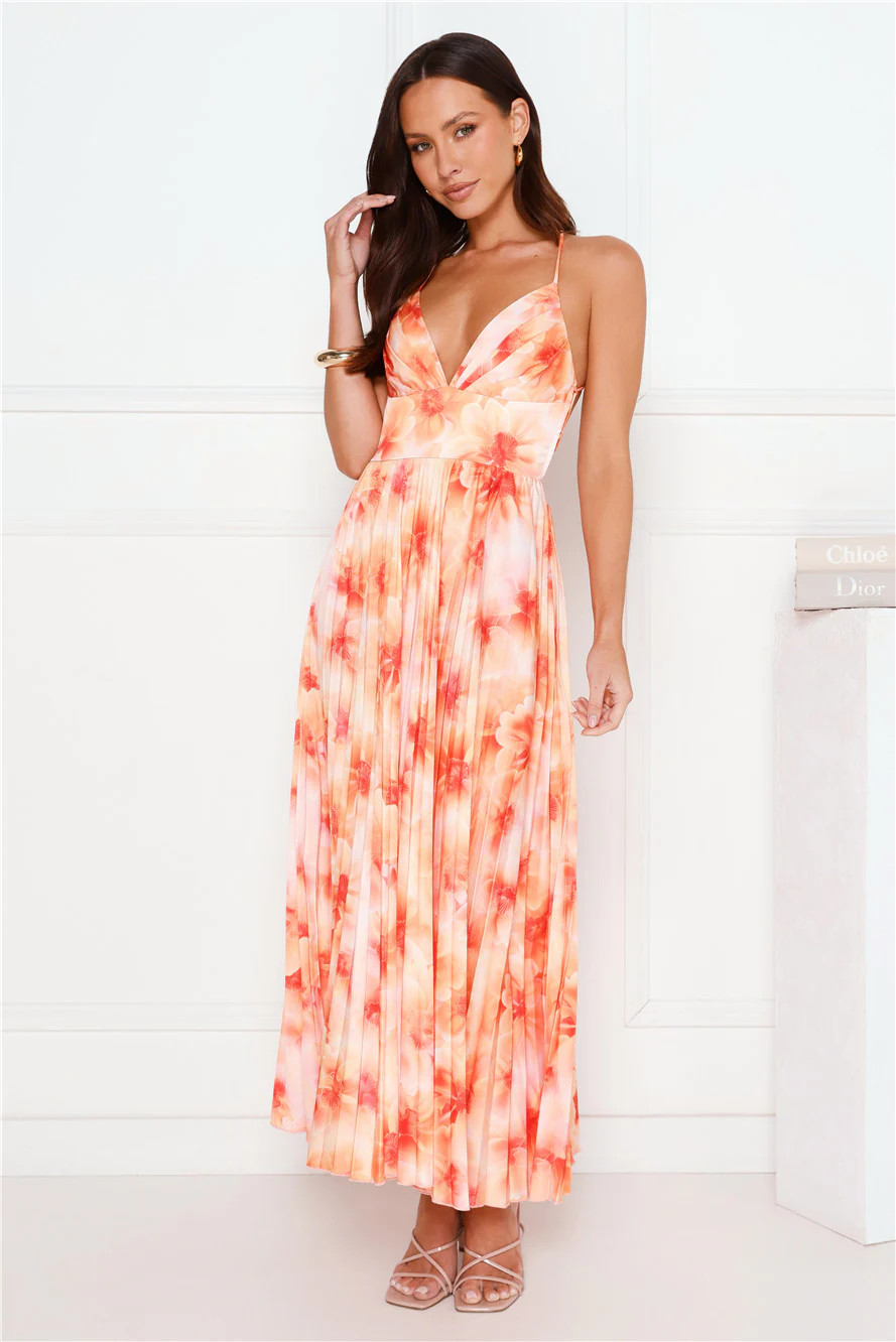 She's Exclusive Satin Maxi Dress Lime Orange | Hello Molly (US)