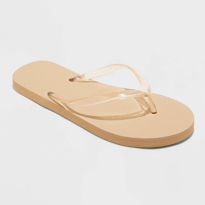 Women's Sydney Flip Flop Sandals - Shade & Shore™ Tan 12: Slip On, Open Toe, Non Marking Outsole | Target