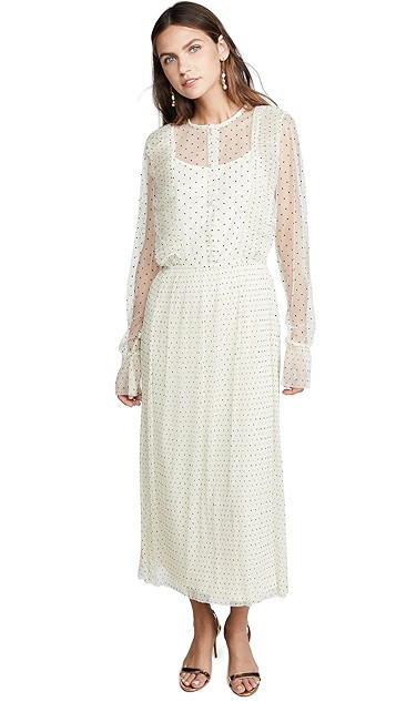 Meshed Polka Dot Midi Dress | Shopbop