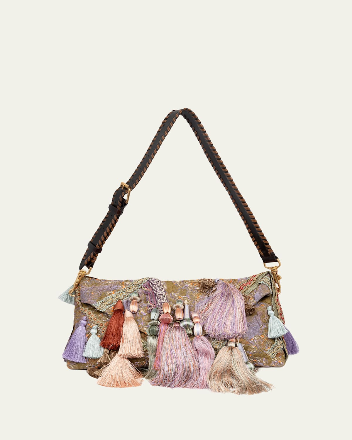 Soutache-Trim Tassel Shoulder Bag | Bergdorf Goodman