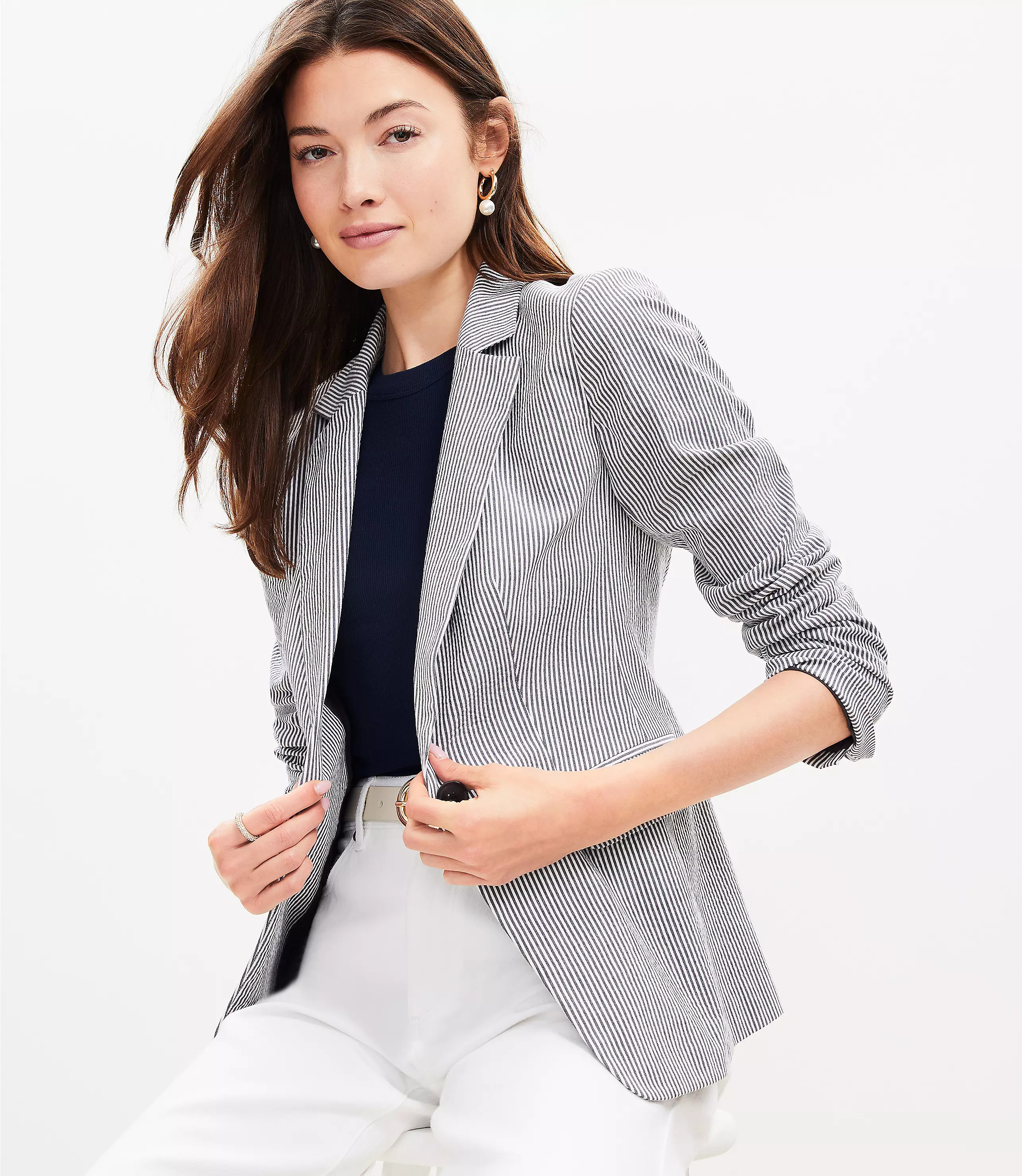 Seersucker Tailored Blazer | LOFT