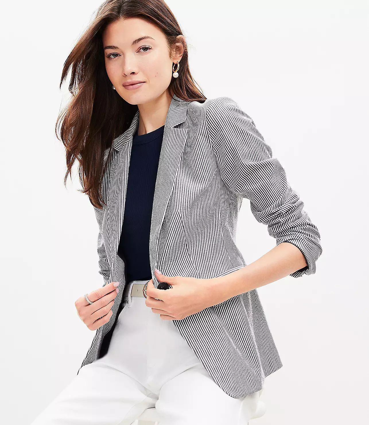 Seersucker Tailored Blazer | LOFT