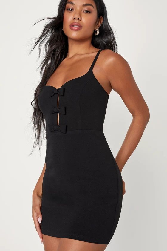 Stunning Inspiration Black Sleeveless Bow Bodycon Mini Dress | Lulus (US)