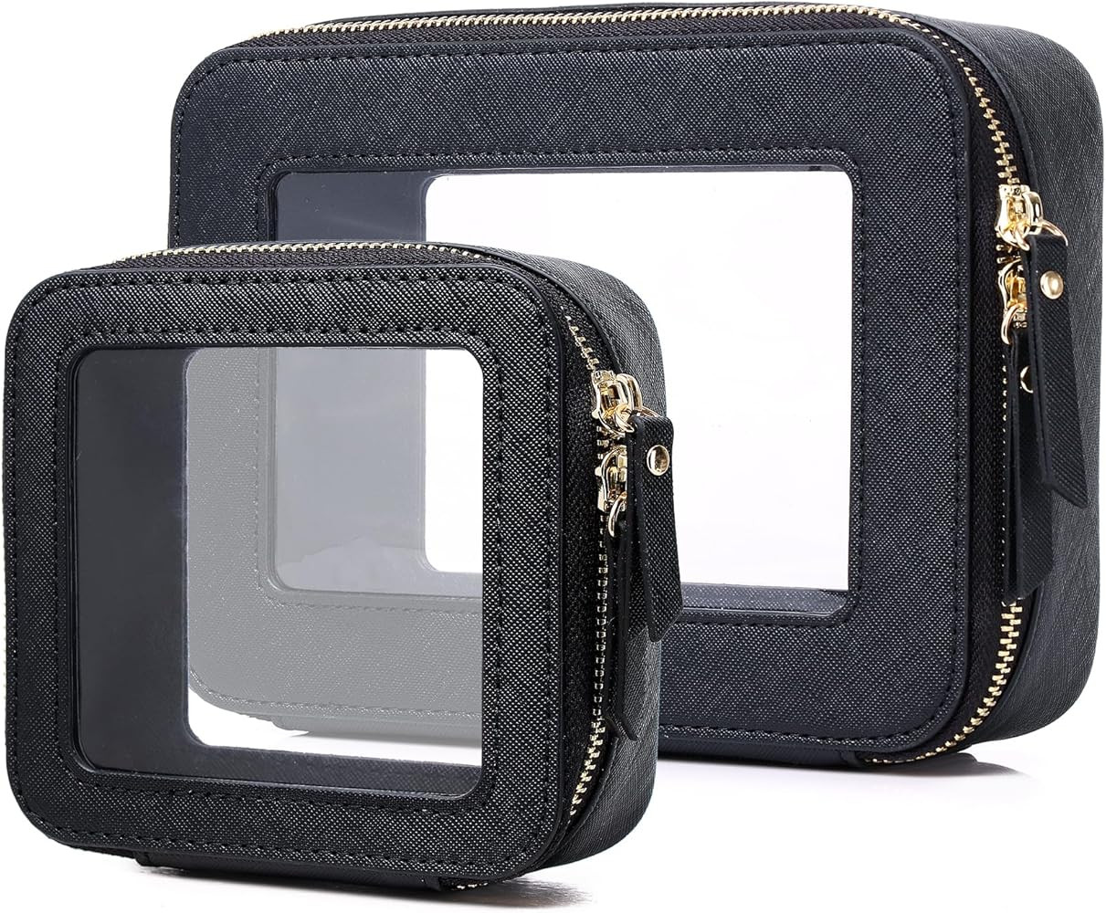 Clear Makeup Bag Transparent Travel Case for Cosmetics and Toiletries Women's Brush Bag and Clear... | Amazon (US)