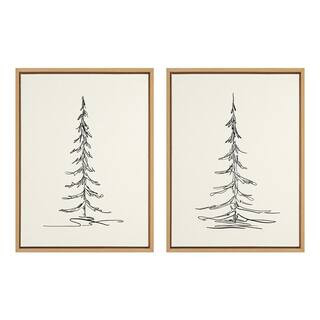Sylvie Minimalist Evergreen Trees Sketch 1 and 2 24 in. x 18 in. by The Creative Bunch Studio Fra... | The Home Depot