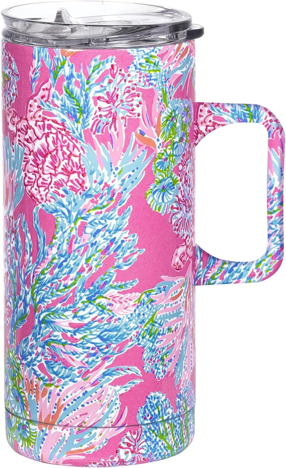 Lilly Pulitzer 16 Oz Travel Mug with Handle and Lid, Stainless Steel Insulated Coffee Tumbler, Do... | Amazon (US)