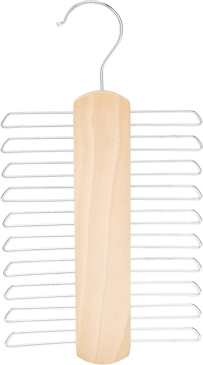 Amazon Basics 20 Bar Wooden Tie Hanger & Belt Rack - Natural, 2-Pack | Amazon (US)