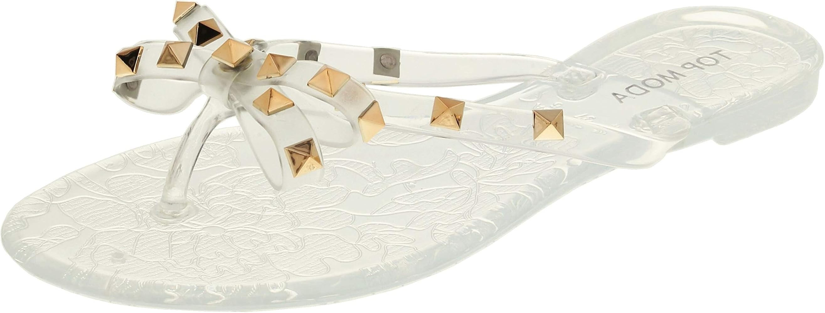 Womens Studded Jelly Flip Flops Sandals with Bow | Amazon (US)