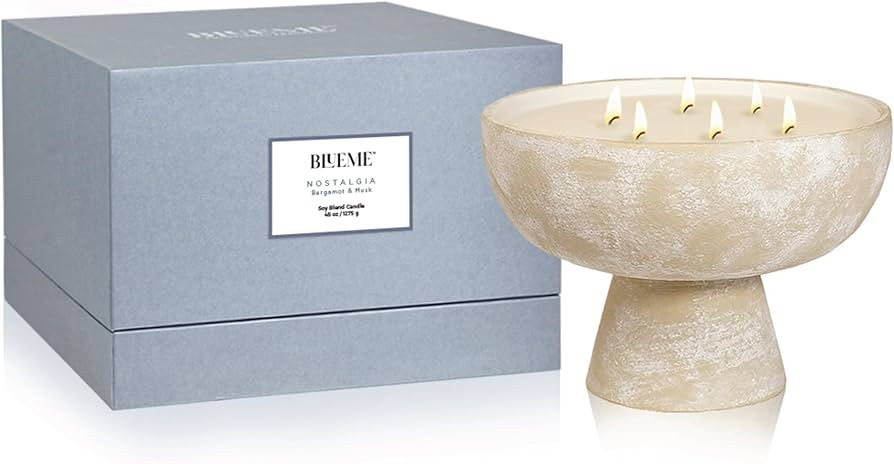 BLUEME Nostalgia-Bergamot & Musk, 6 Wick, Refillable Wellness Candle, Contains Essential Oil, Sus... | Amazon (US)
