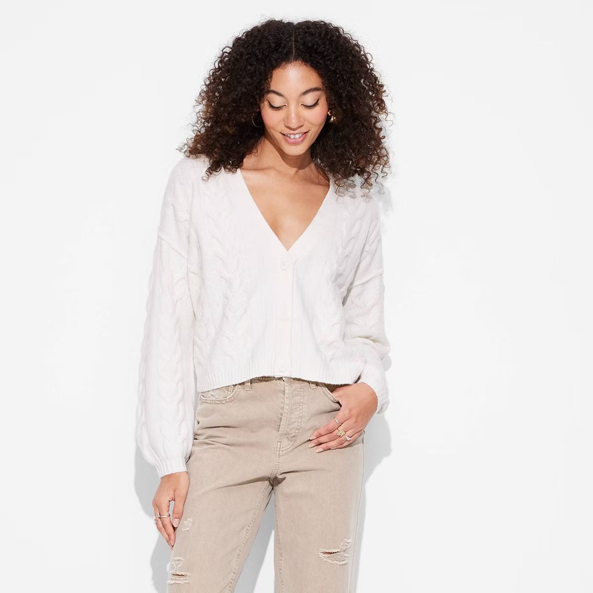 Women's Oversized Cable Sweater Cardigan - Wild Fable™ | Target