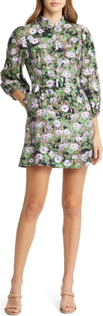 Floral Puff Long Sleeve Button-Up Dress | Nordstrom