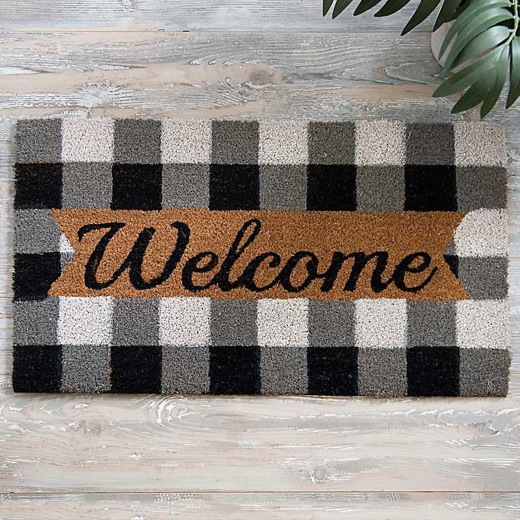 Black And White Buffalo Check Welcome Mat | Kirkland's Home