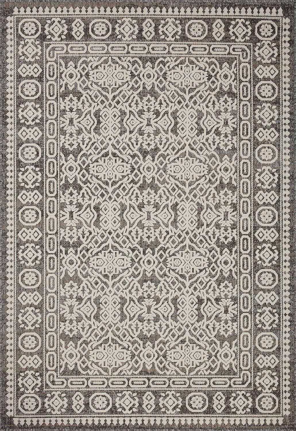 Loloi II Rainier Collection RAI-02 Pebble/Ivory, Indoor/Outdoor 7'-10" x 10'-10" Area Rug | Amazon (US)