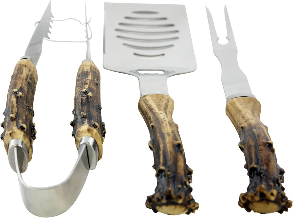 3 Piece Antler Grilling Utensil Set - Hunting Gifts for Dad, for Country Men, Hunting Cabin Acces... | Amazon (US)